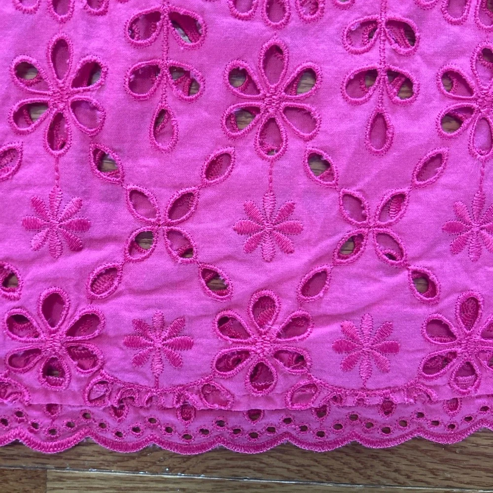 J Crew Blouse Women’s Size L Pink Eyelet Ruffle Sleeveless Tank Summer - Picture 6 of 10